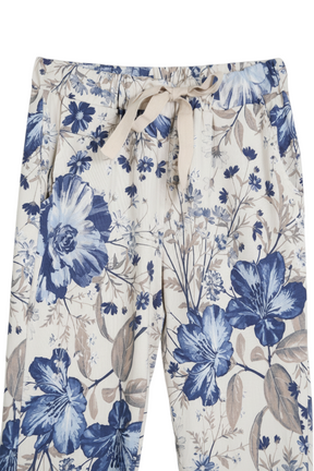 Cream Floral Autumn Pant