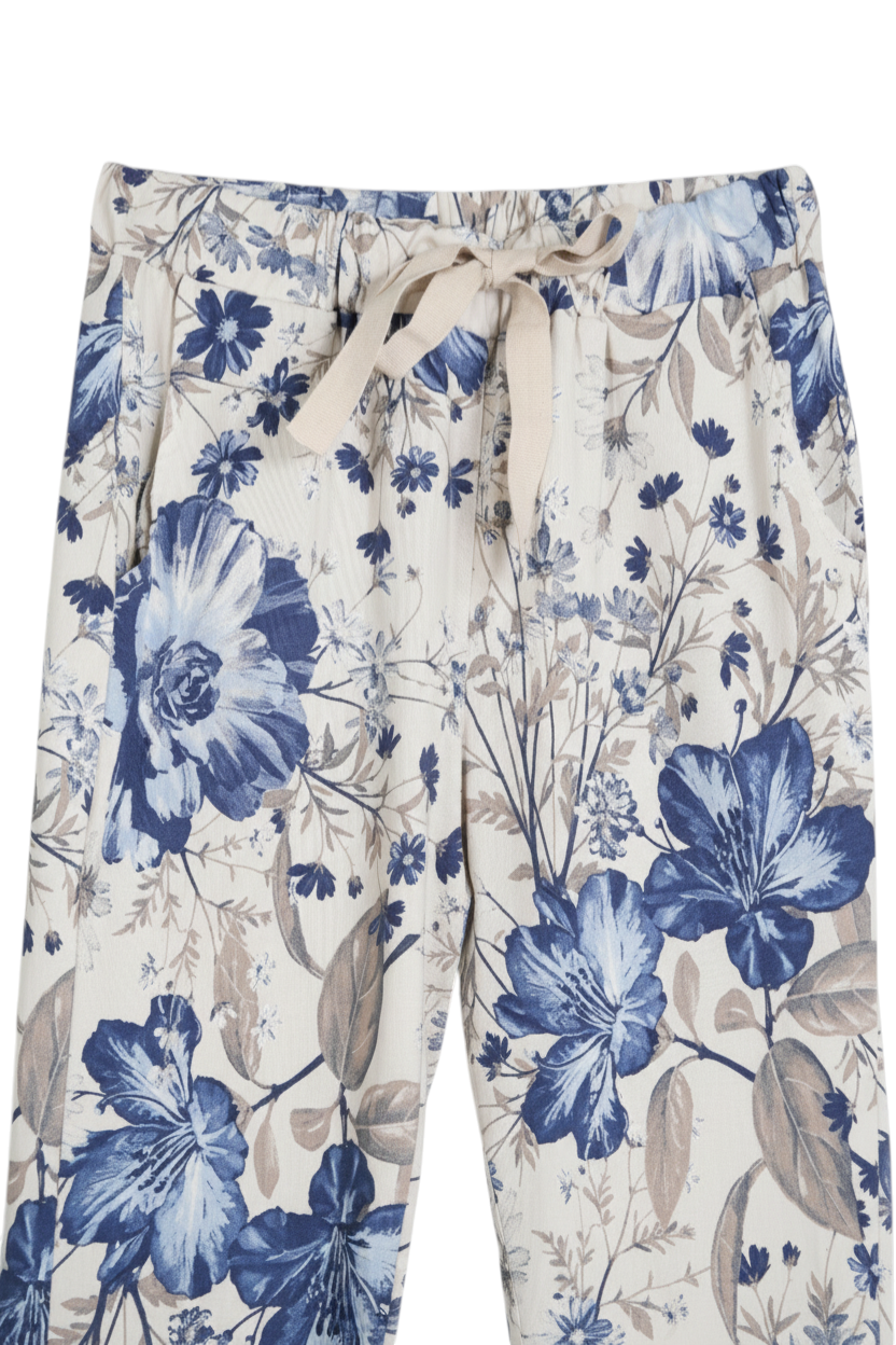 Cream Floral Autumn Pant