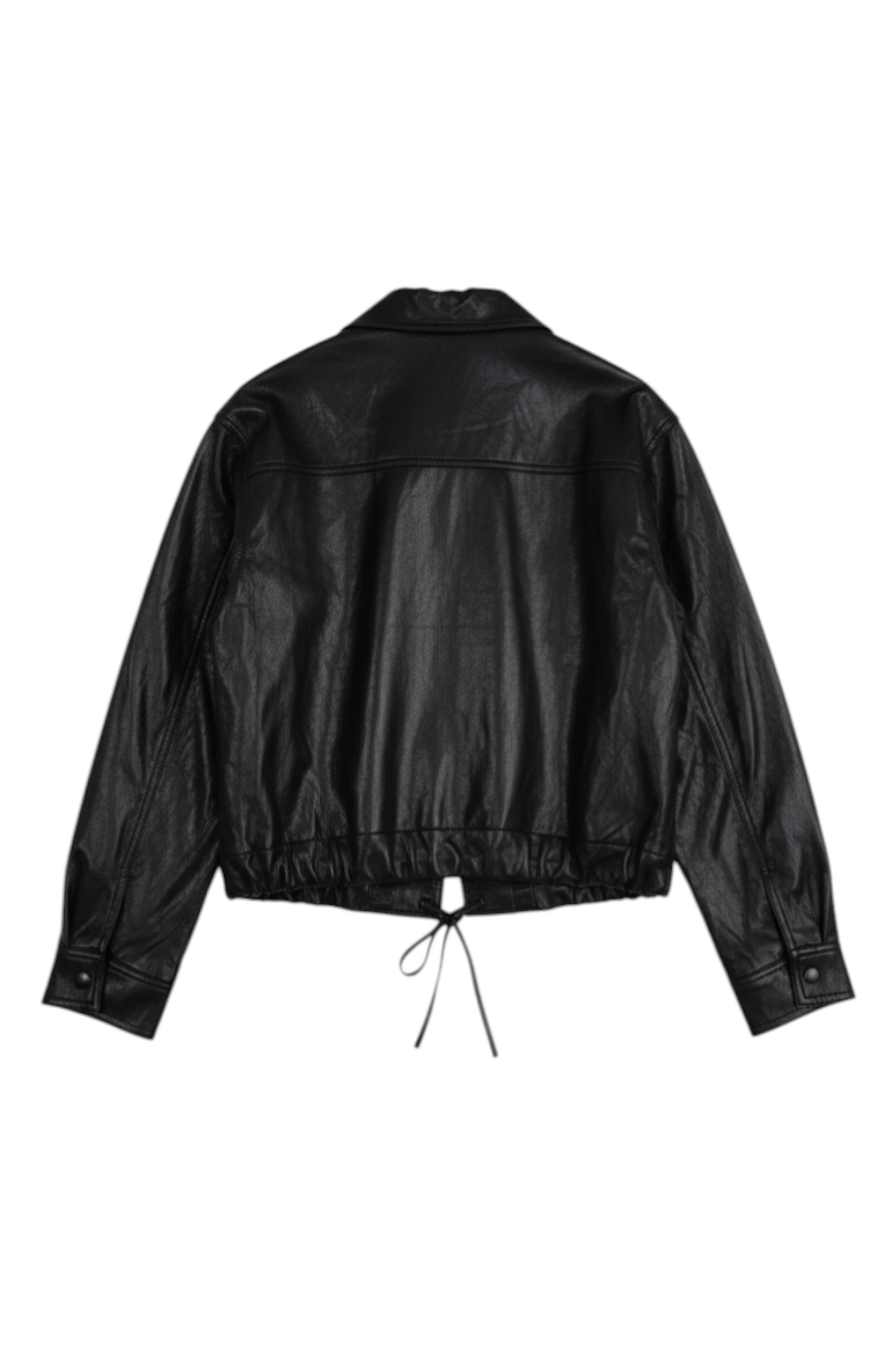 Black leather jacket on a white background