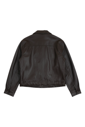 Black leather jacket on a white background
