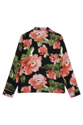 Dreamy Black & Coral Floral Long Sleeve PJ