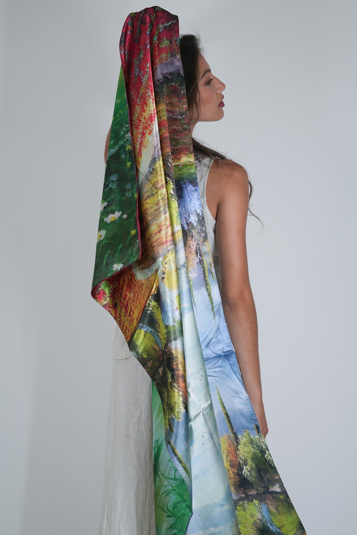 Mountain Reversible Silk Scarf, reversible silk scarf from Something Pretty, alternative view
