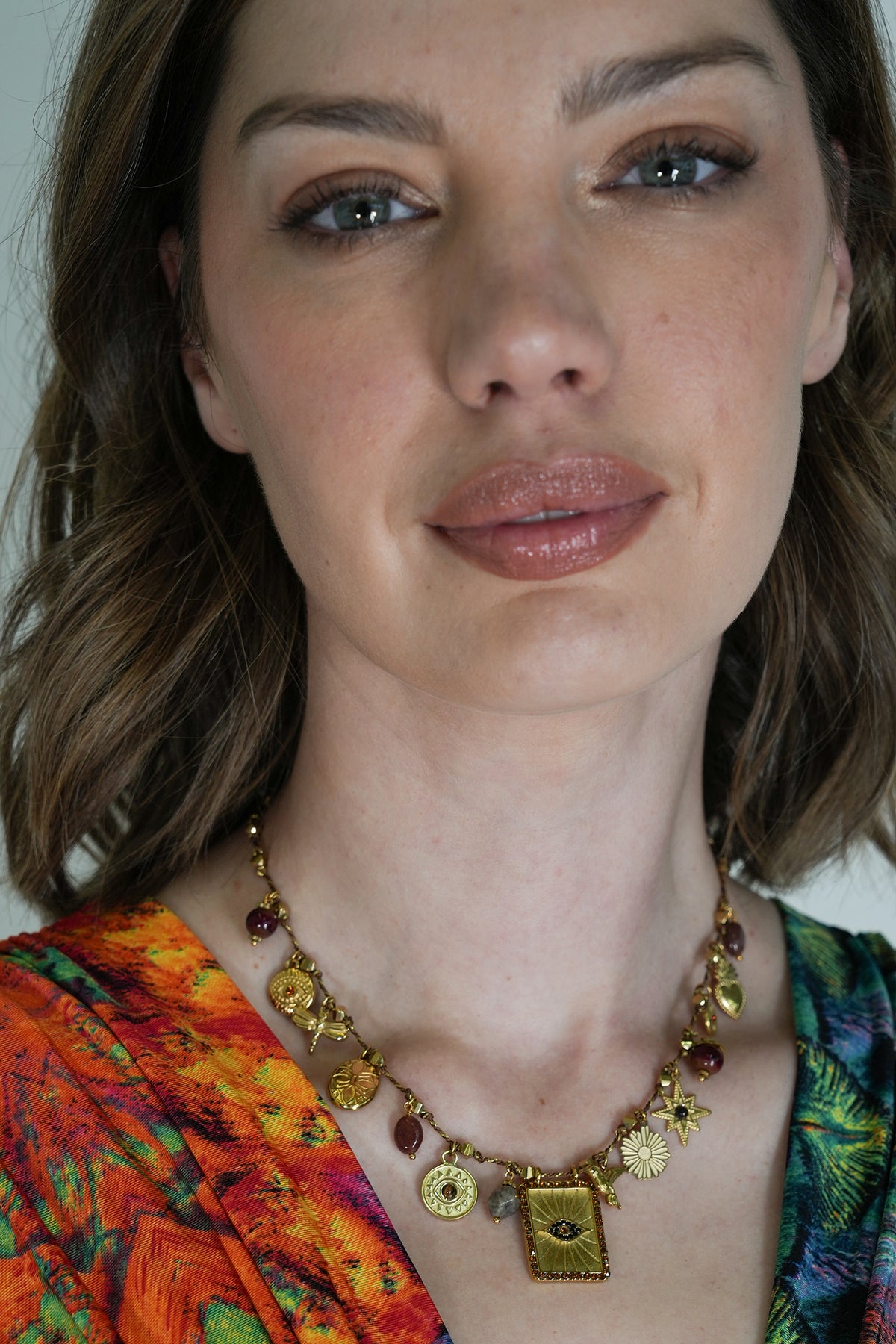 Gold and Rust Charm Necklace, necklace from Something Pretty, alternative view