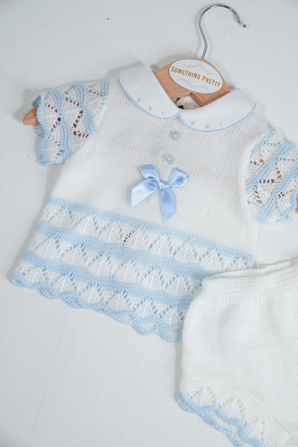 Blue and White Summer Knit Set, girls knit set from Something Pretty, alternative view