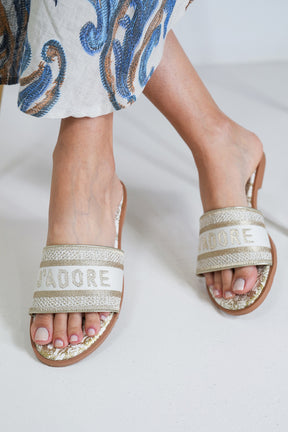 Gold J'adore sandal