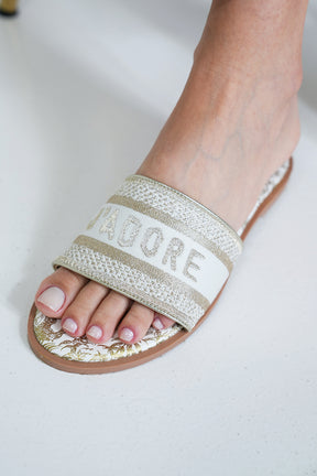 Gold J'adore sandal