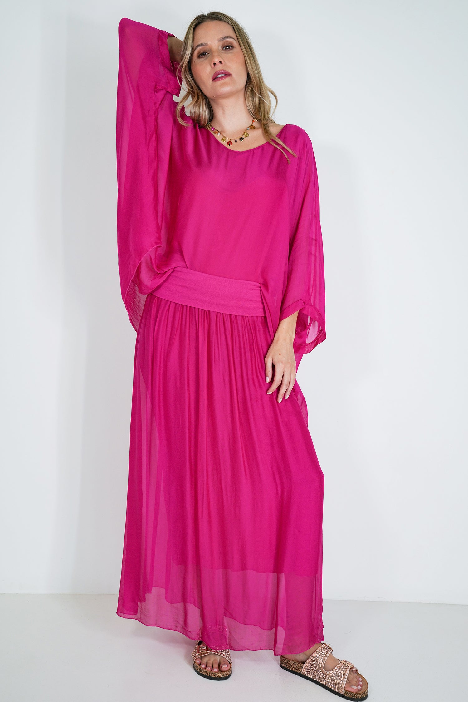 Cerise Silk Skirt