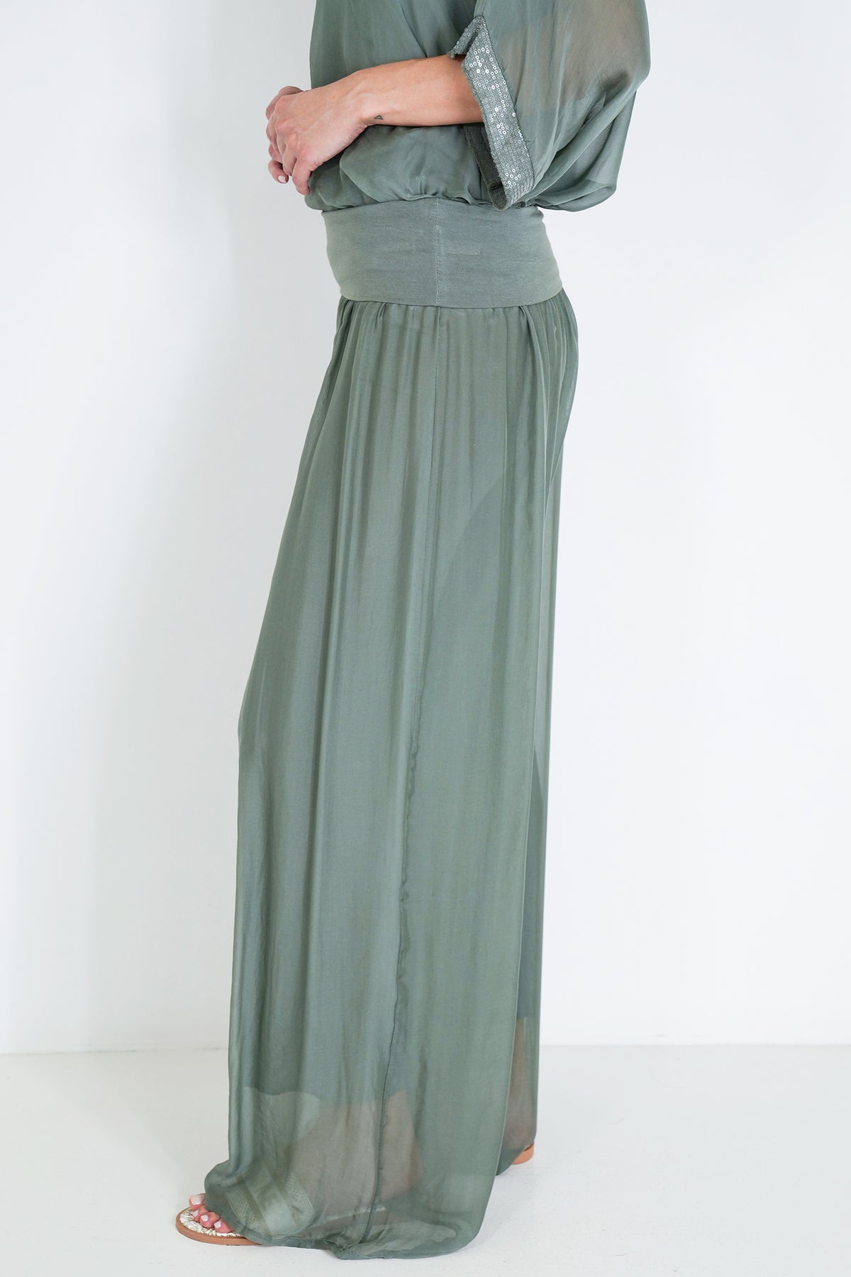 Olive Silk Harem Pant