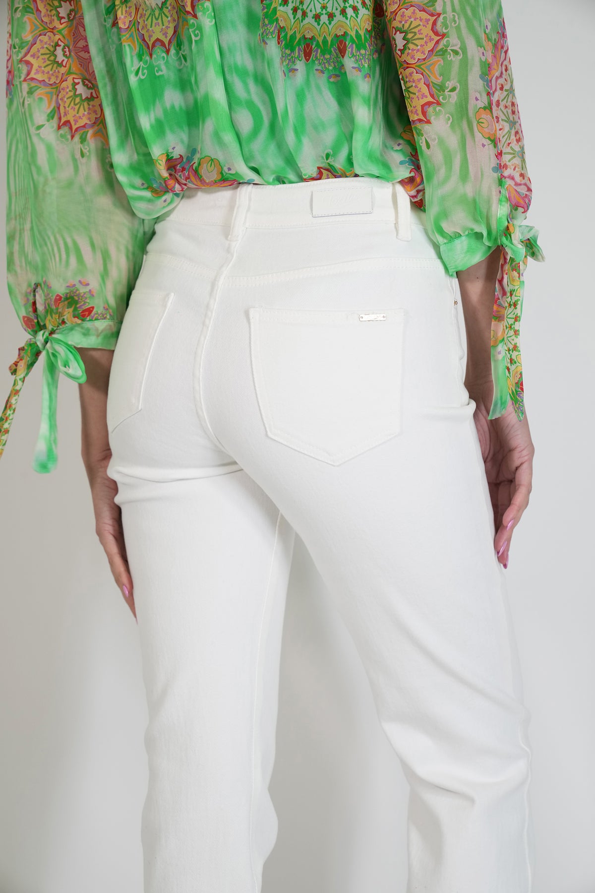 White Straight-Leg Jean, white straight-leg denim jeans from Something Pretty, alternative view
