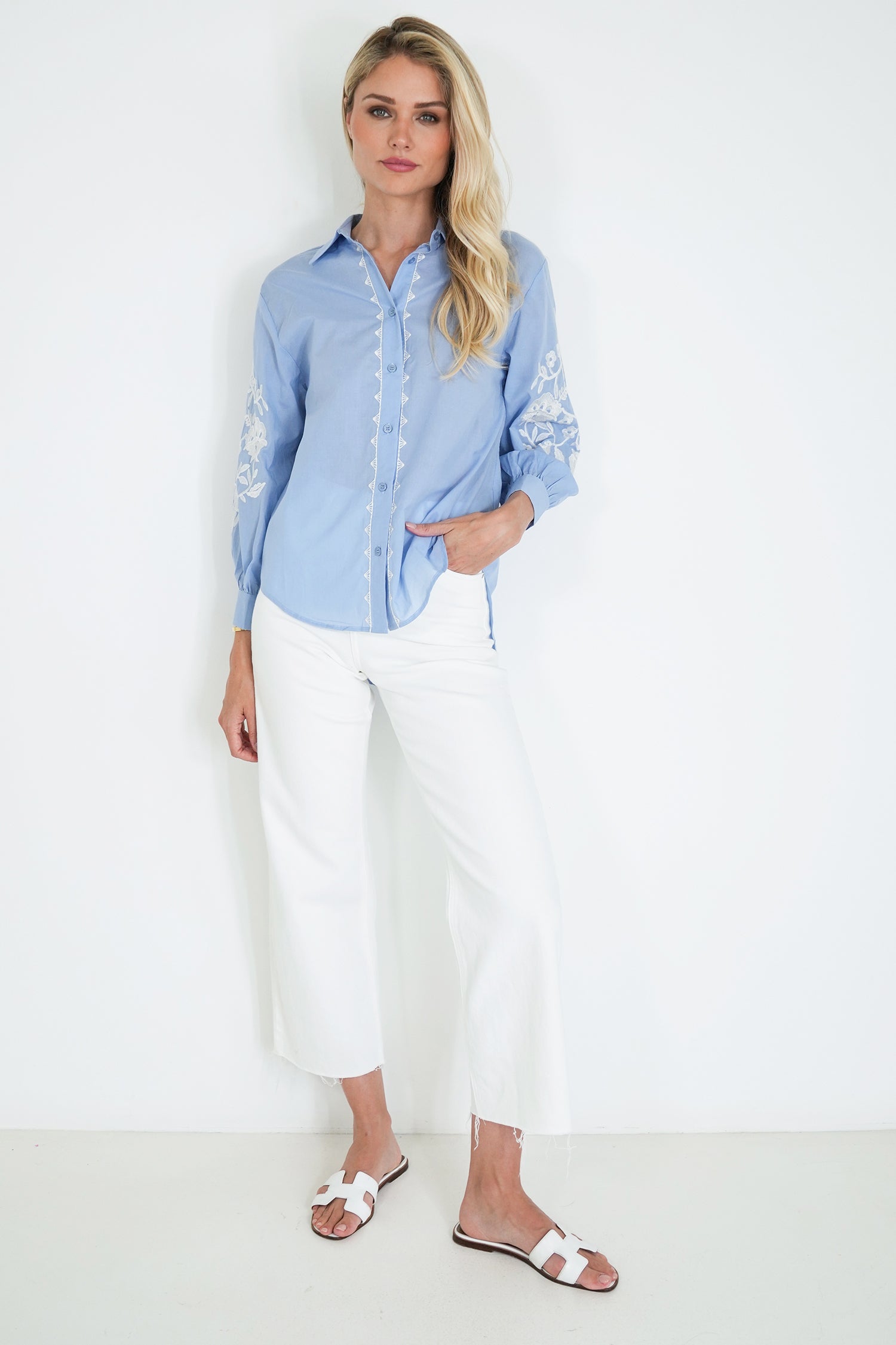 Blue Embroidered Shirt
