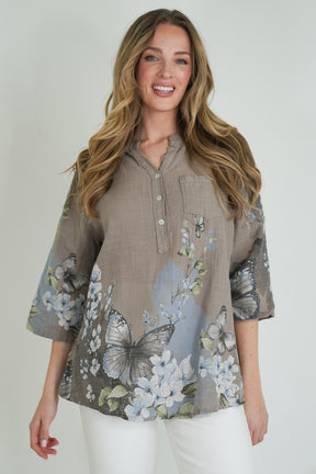Taupe Butterfly Shirt