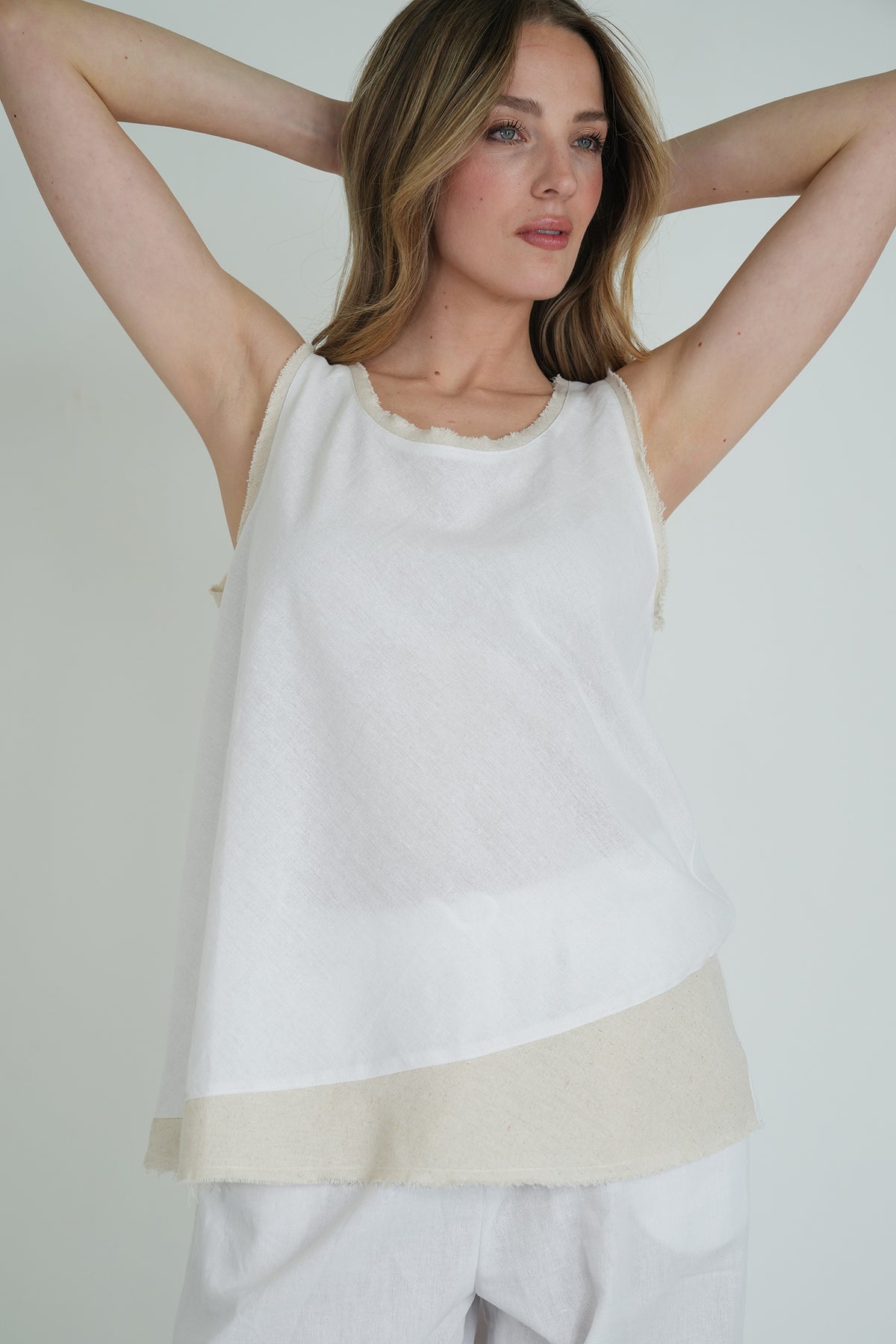 White Emily Vest, white top from Something Pretty, alternative view