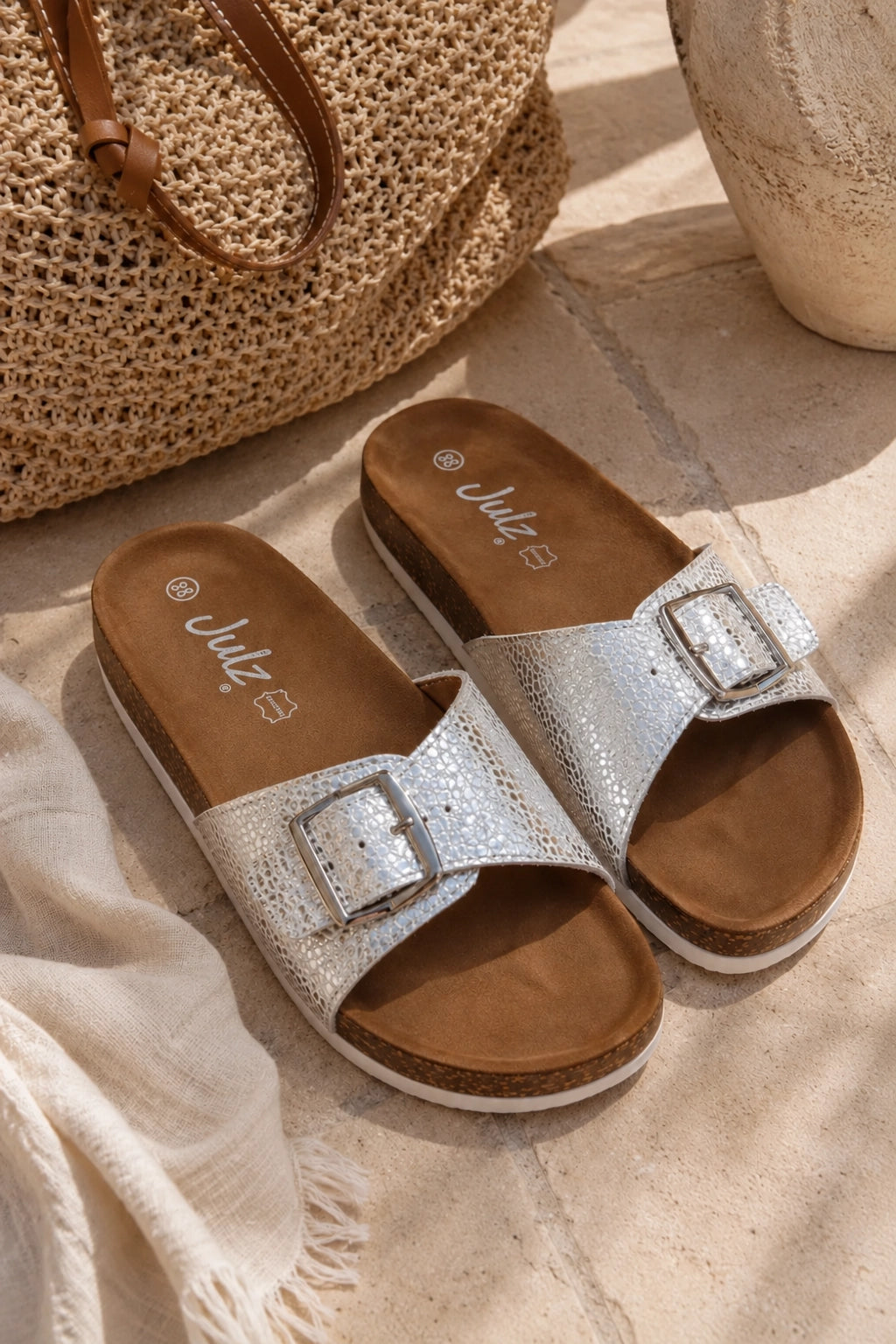 Julz Silver Speckled Amber Sandal