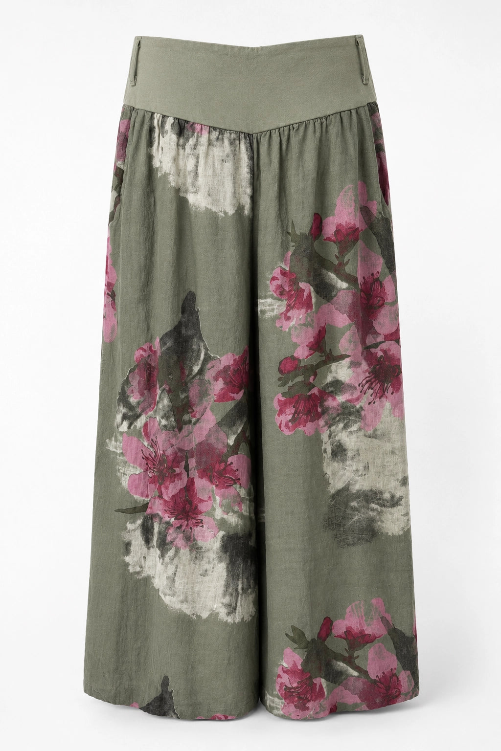 Olive_Floral_Linen_Wide_Leg_Pant_Front_somethingpretty