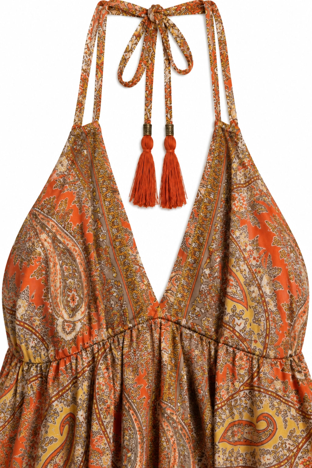 Orange Paisley Halter Dress