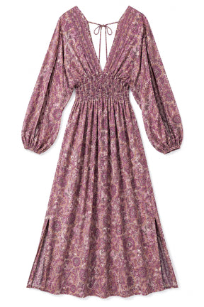 Pink Paisley Split Sleeve Dress