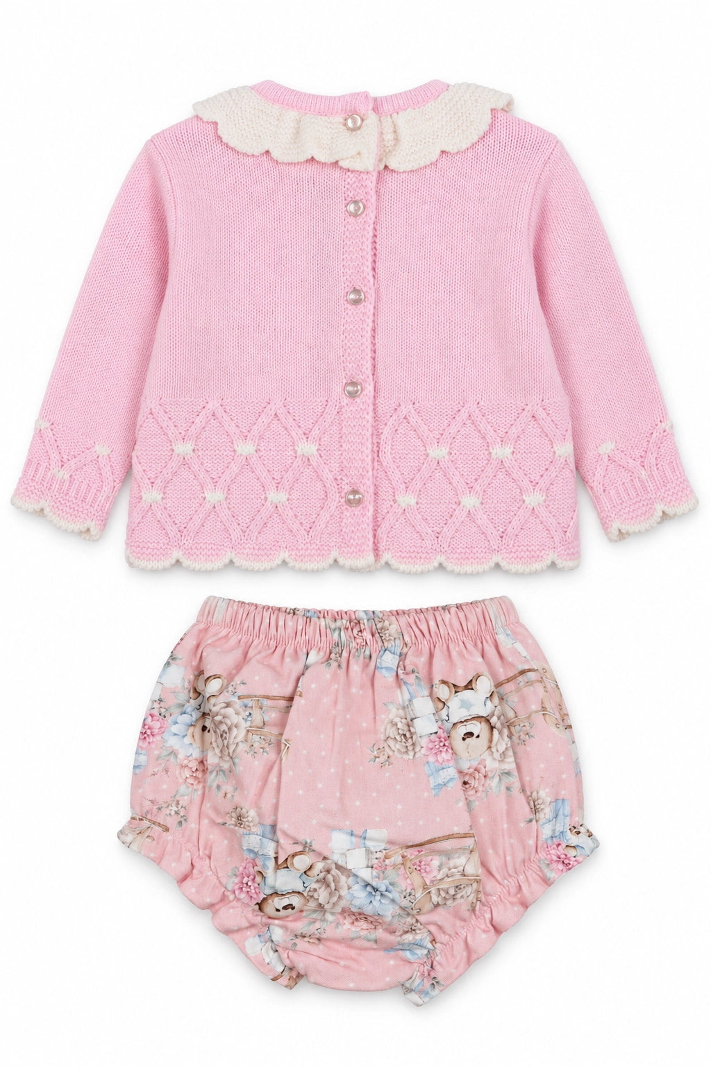 Pink Teddy Bloomer Knit Set