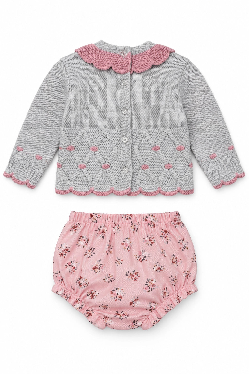 Pink and Grey Floral Bloomer Knit Set