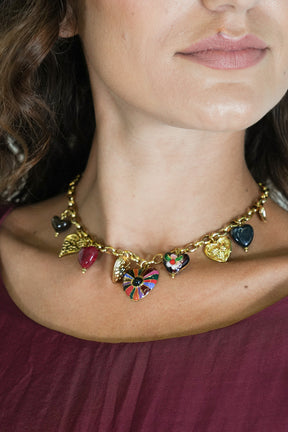 Rainbow heart charm necklace 