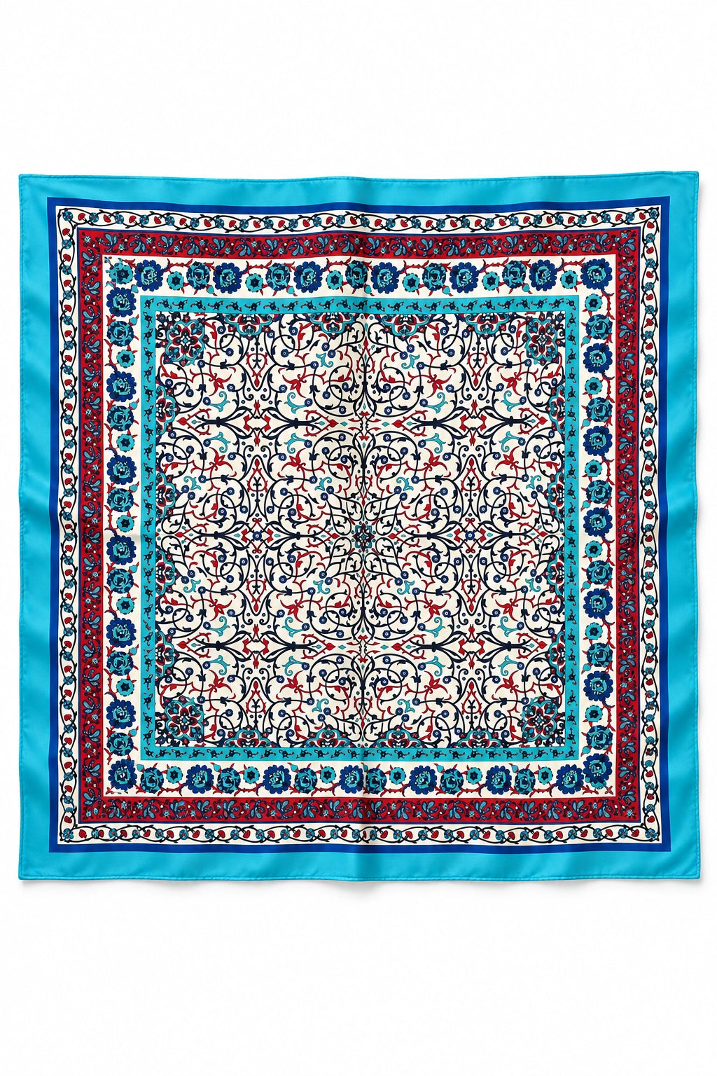 Turquoise Heritage Bloom Silk Scarf