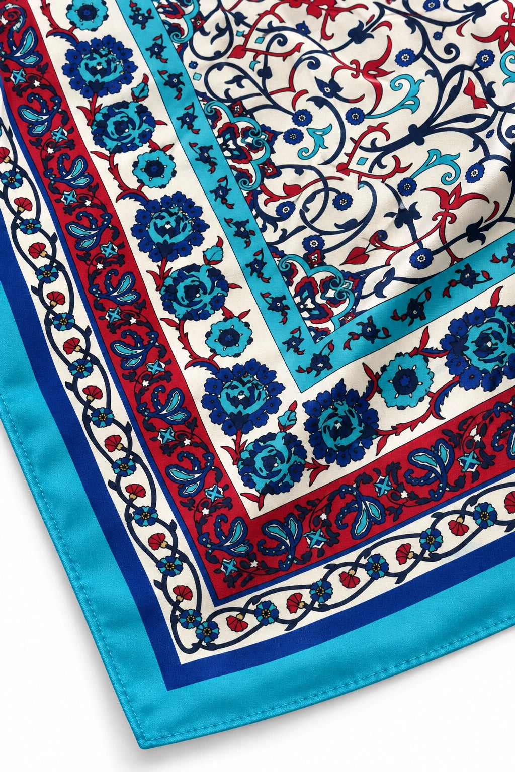 Turquoise Heritage Bloom Silk Scarf