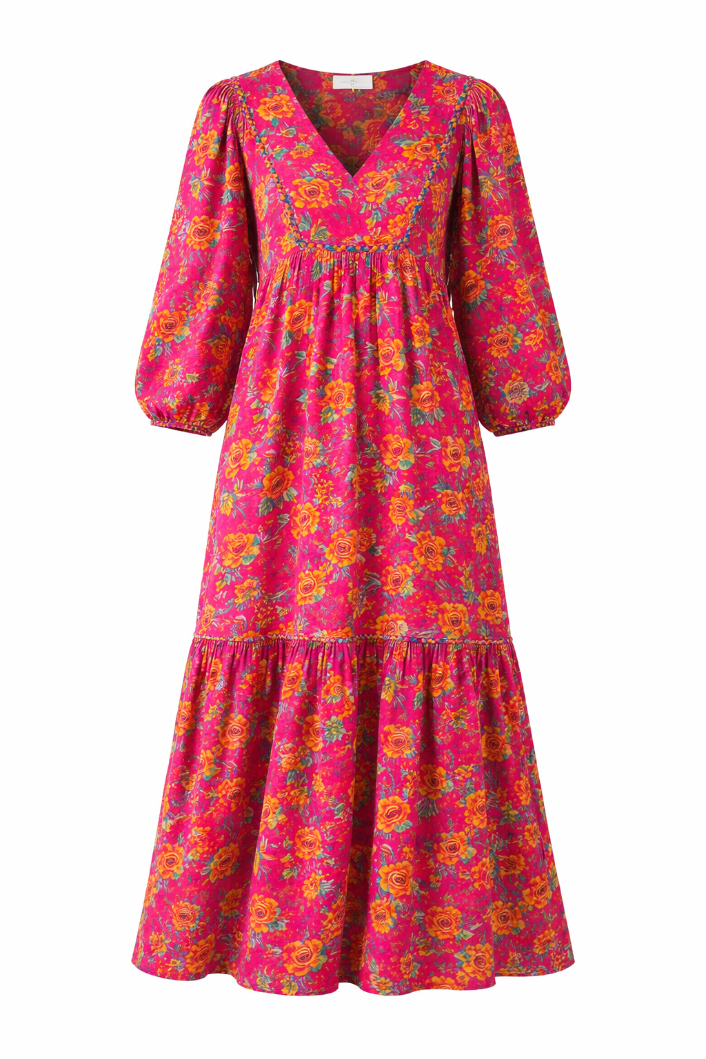 Cerise Floral Kaftan, floral print boho maxi kaftan dress from Something Pretty, alternative view