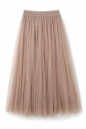 Tulle skirt in beige on a white background