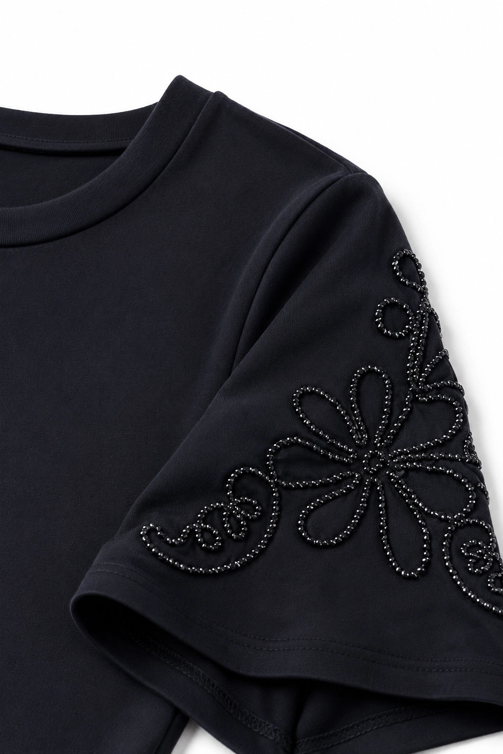 black_Cotton_Embroidered_Sleeve_Tee_front_somethingpretty