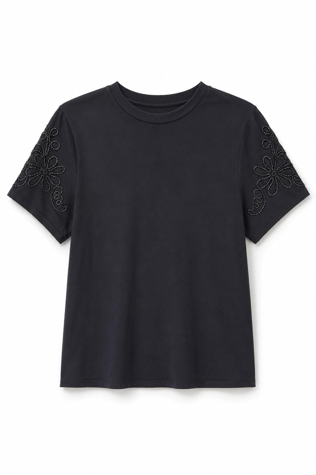 black_Cotton_Embroidered_Sleeve_Tee_front_somethingpretty