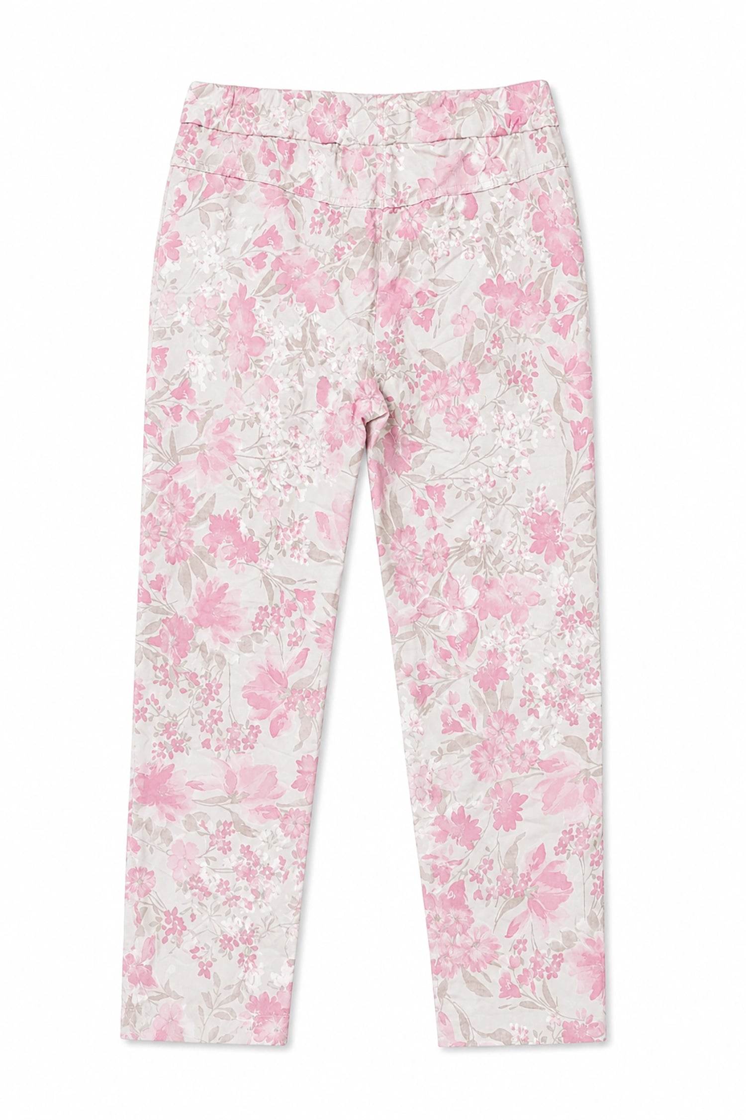 Floral-patterned pants on a white background