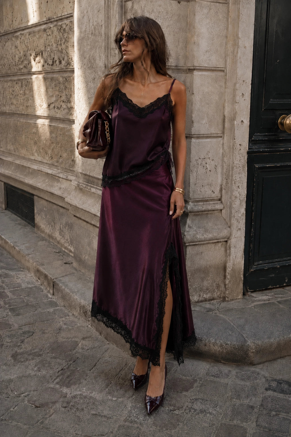 Burgundy Lisa Skirt, a skirt from Something Pretty