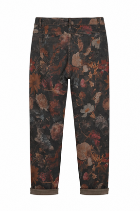Floral patterned pants on a white background