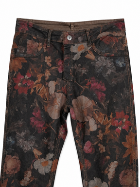Floral patterned pants on a white background