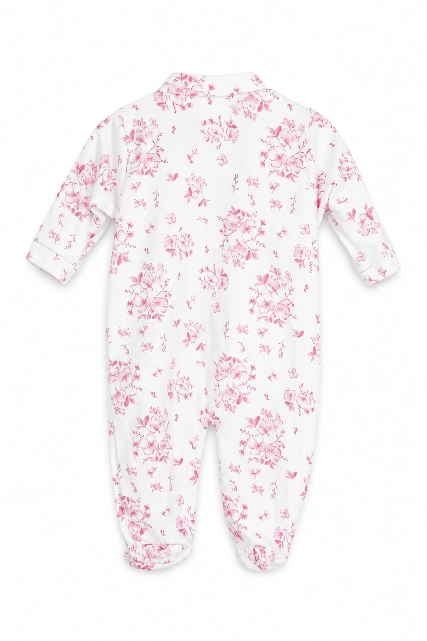 Floral-patterned baby onesie on a white background