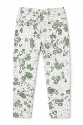 Floral-patterned pants on a white background