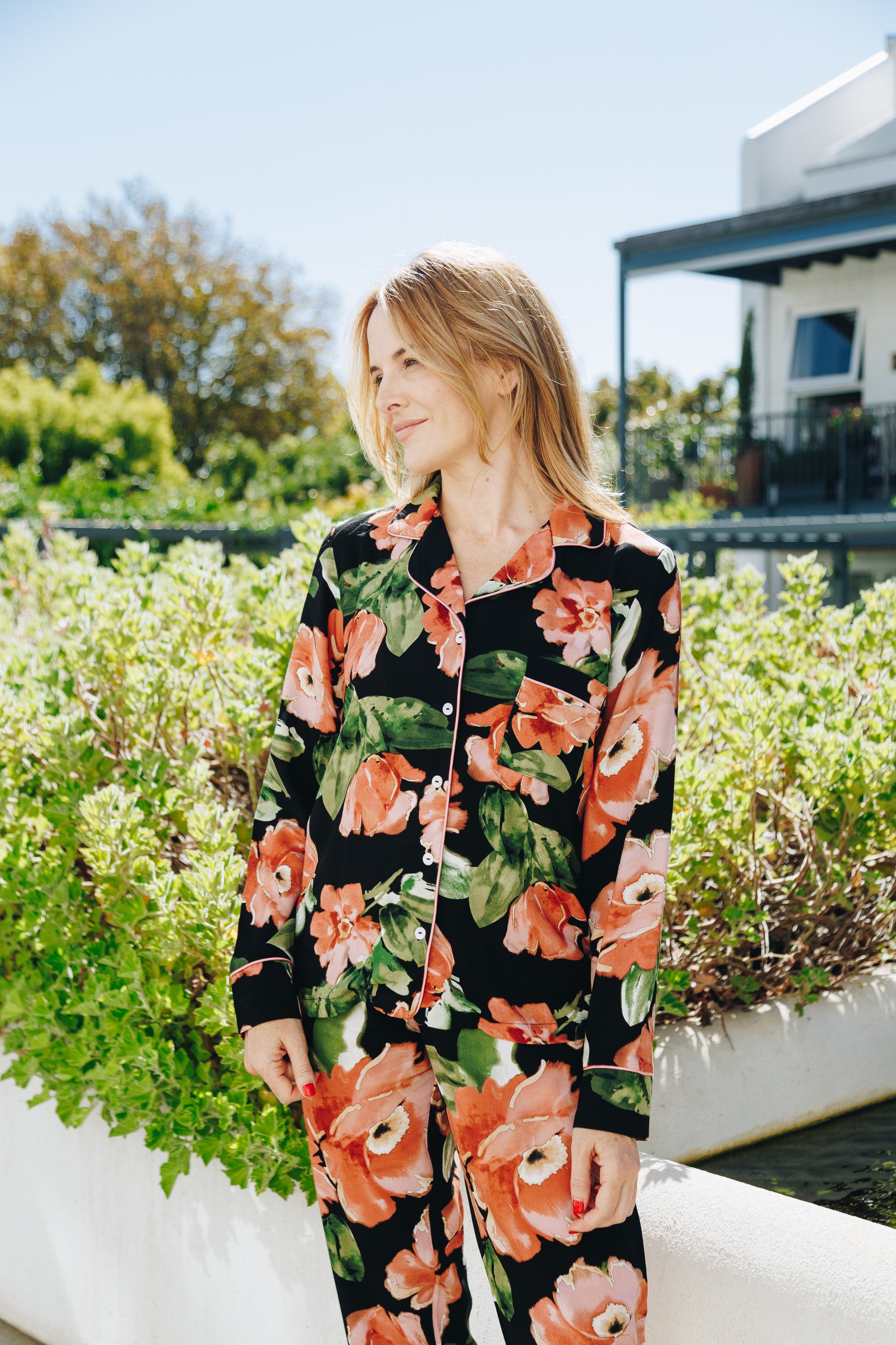 Dreamy Black & Coral Floral Long Sleeve PJ