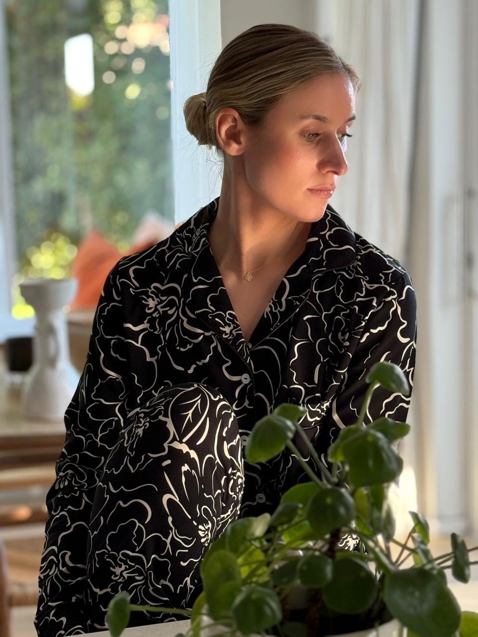Poppy Divine Black with Ivory Floral PJ, sleepwear pj from Something Pretty, alternative view