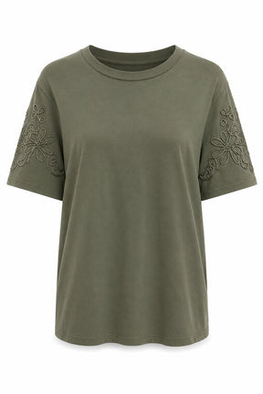 khaki_Cotton_Embroidered_Sleeve_Tee_front_somethingpretty