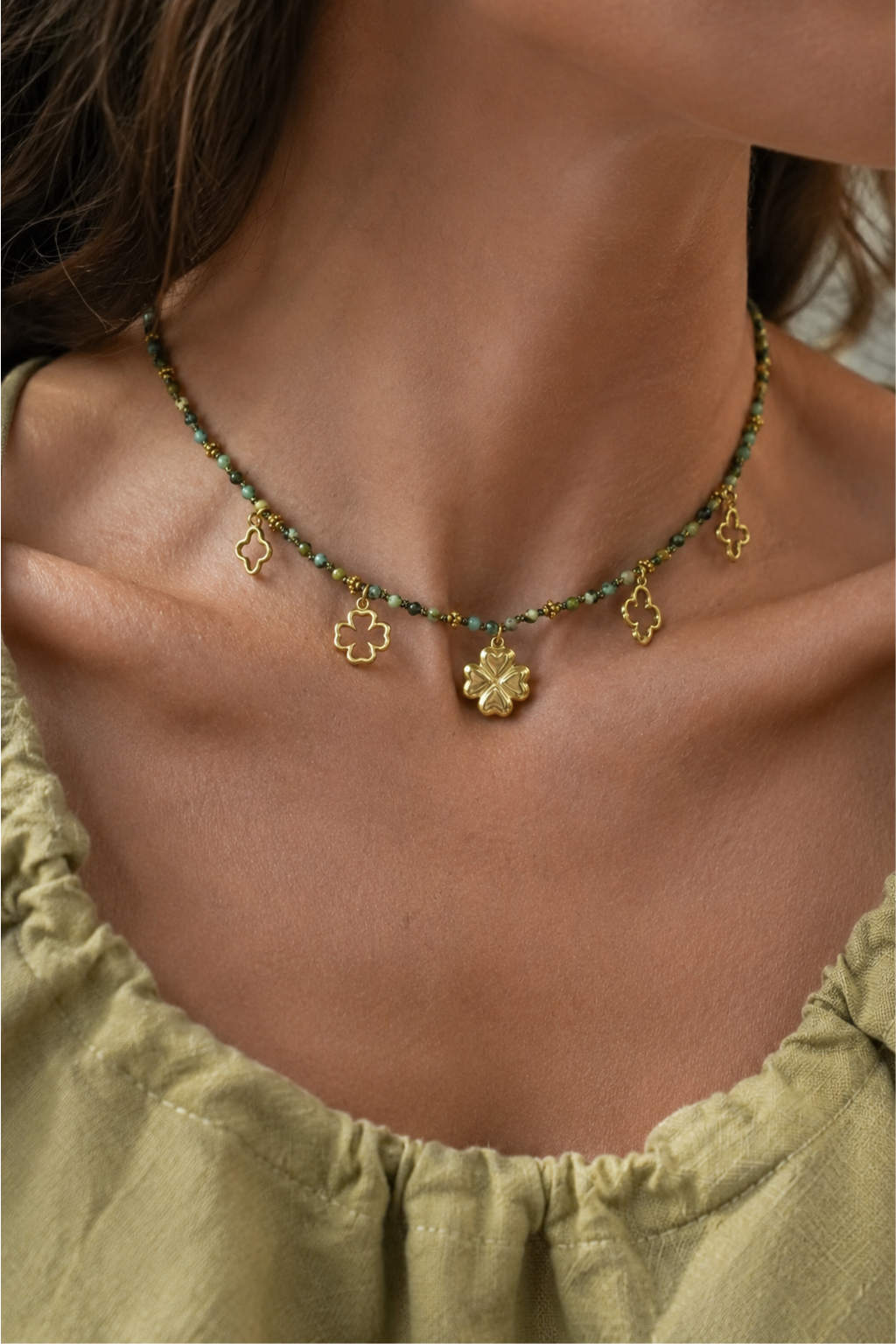 Green 4 Leaf Clover Necklace, a necklace from Something Pretty