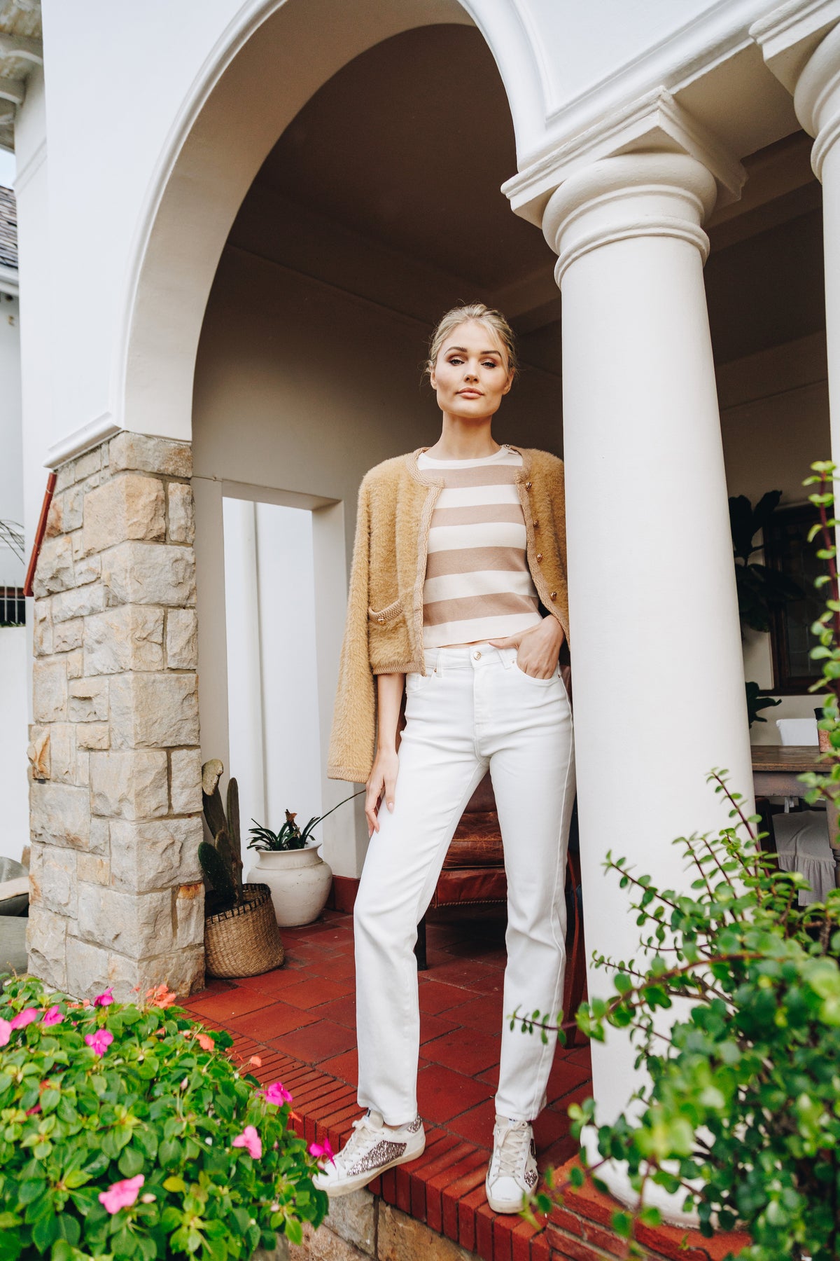 White Straight-Leg Jean, white straight-leg denim jeans from Something Pretty, alternative view