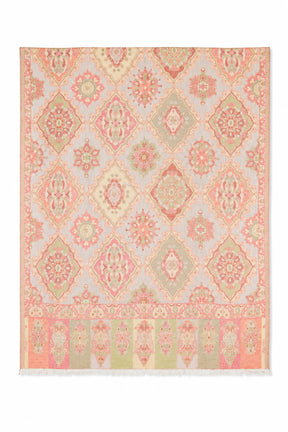 Decorative scarf with geometric pattern on a white background